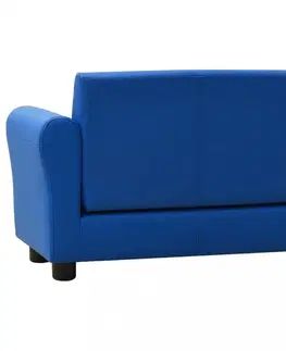Pohovky a kreslá Detská sedačka s podnožkou umelá koža Dekorhome Modrá