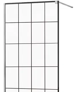 Sprchové dvere MEXEN/S - KIOTO Sprchová zástena WALK-IN 140x200 cm 8 mm, chróm, čierny vzor 1 800-140-101-01-77