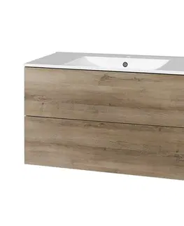 Kúpeľňový nábytok MEREO - Aira, kúpeľňová skrinka s keramickým umývadlom 101 cm, dub Halifax CN742
