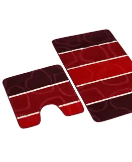 Koberce a koberčeky Bellatex Sada kúpeľňových predložiek Avangard Srdce červená, 60 x 100 cm, 60 x 50 cm