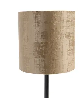 Stolove lampy Moderná stolná lampa čierna s hnedým tienidlom 25 cm - Simplo