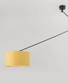 Zavesne lampy Závesná lampa čierna s tienidlom 35 cm žltá nastaviteľná - Blitz I.