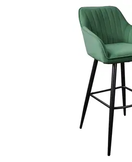 Barové stoličky LuxD Dizajnová barová stolička Esmeralda smaragdový zamat