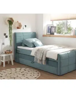 Jednolôžkové postele Boxspring posteľ KUBA 100x200 Cm Modrá