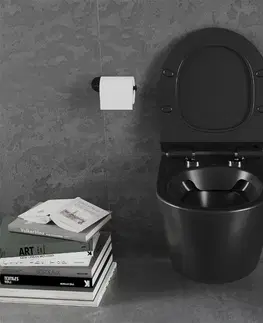 Záchody MEXEN/S - Lena Závesná WC misa vrátane sedátka s slow-slim, z duroplastu, čierna matná 30220185