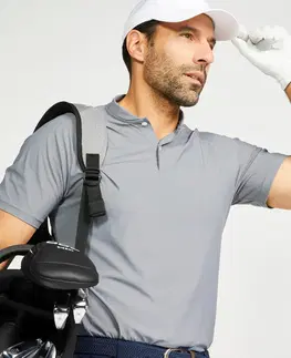 dresy Pánska golfová polokošeľa WW900 s krátkym rukávom sivá