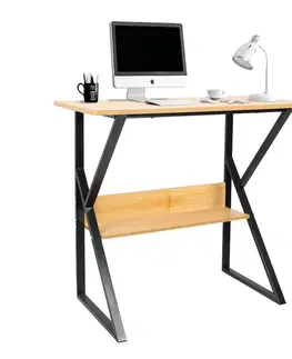 Písacie stoly Písací stôl s policou, buk/čierna, TARCAL 80