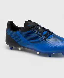 futbal Pánska tvarovaná obuv na ragby Score R500 FG modro-čierna