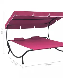 Záhradný postele Záhradná posteľ látka / kov Dekorhome Ružová