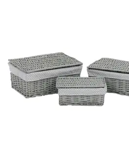 Úložné boxy Sada prútených košov s vekom Sivá bodka, 3 ks, 3 veľkosti, 49 x 22 x 35 cm​