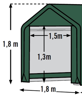 Skladové stany Plachtový prístrešok 1,8 x 1,8 m zelená Dekorhome
