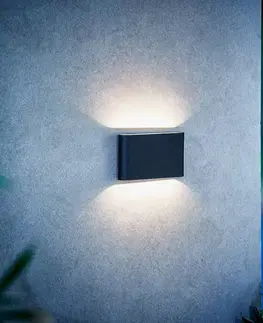 Vonkajšie nástenné svietidlá Nordlux Vonkajšie nástenné LED Kinver, plochý tvar, čierne