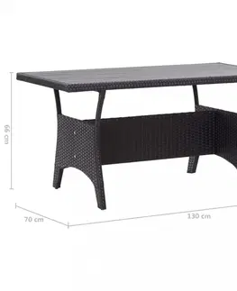 Záhradné stoly Záhradný stôl 130 x 70 cm polyratan Dekorhome Sivá