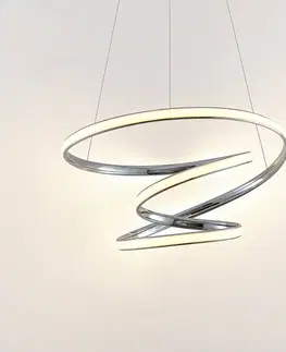 Závesné svietidlá Lucande Lucande Sakina LED závesná lampa chróm Ø 58 cm