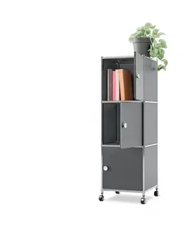 Office Furniture Kovová skrinka na kolieskach »CN3« s 3 dvierkami, sivá
