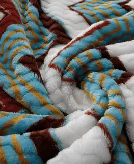 Deky Obojstranná baránková deka, biela, farebný vzor, 200x220, ANATH
