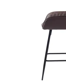 Barové stoličky Furniria Dizajnová barová stolička Dana tmavohnedá ekokoža