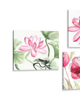 Zostavy obrazov Set obrazov akvarelové kvety