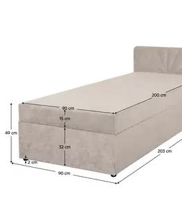 Postele Boxspringová posteľ, jednolôžko, béžová, 90x200, univerzálna, SUPA