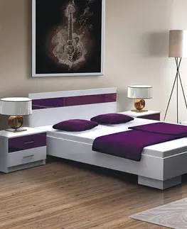 Manželské postele DUBLIN posteľ 160x200, biela/fialová