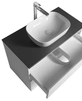 Kúpeľňa AQUALINE - ALTAIR skrinka s doskou 87,5 cm, biela/antracit bridlica AI290-03