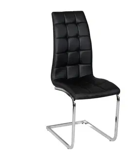 Stoličky Jedálenská stolička, čierna ekokoža, chróm, DULCIA