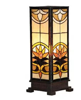 Stolové lampy Clayre&Eef Hranatá stolná lampa Sina v štýle Tiffany