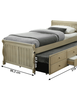 Postele KONDELA Antiko jednolôžková posteľ s prístelkou antická biela