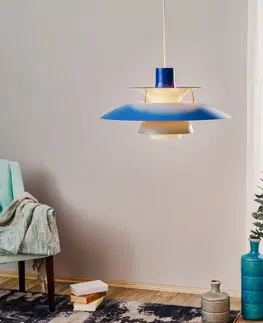 Závesné svietidlá Louis Poulsen Louis Poulsen PH 5 dizajnérska závesná lampa modrá