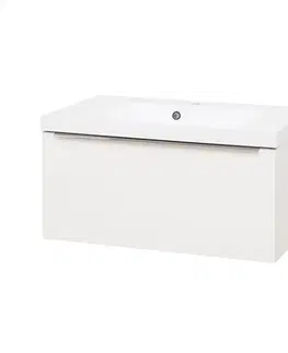 Kúpeľňový nábytok MEREO - Mailo, kúpeľňová skrinka s umývadlom z liateho mramoru 81 cm, biela, chróm madlo CN516M