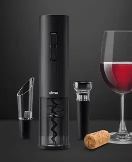 Kuchynské nože Ufesa Easy Open elektrický otvárač na víno, čierna