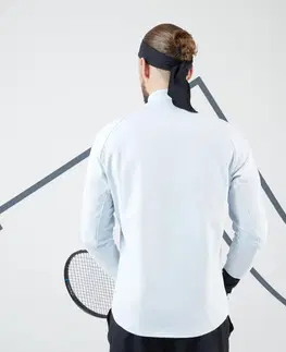 bedminton Pánska tenisová mikina Thermic s dlhým rukávom 1/2 zips svetlosivá