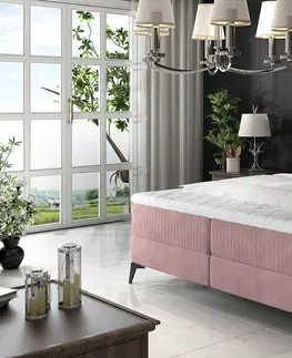 Postele NABBI Altama 160 čalúnená manželská posteľ s úložným priestorom ružová