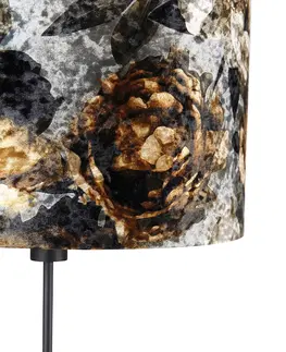 Stojace lampy Stojacia lampa čierny kvetinový vzor nastaviteľný 40 cm - Parte