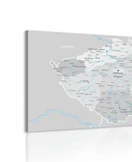 Obrazy mapy Obraz šedá mapa Česka s kontrastom