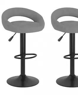 Barové stoličky Barová stolička 2 ks zamat / kov Dekorhome Čierna