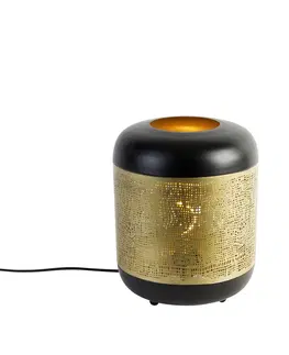 Stolove lampy Vintage stolná lampa čierna s mosadzou - Kayleigh