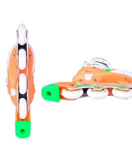 Kolieskové korčule Nastaviteľné kolieskové korčule WORKER Nubila oranžovo-zeleno-biela - L (40-43)