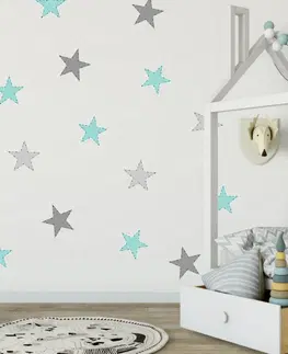 Nálepky na stenu Nálepky na stenu- Tyrkysové hviezdy