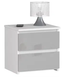 Nočné stolíky Dizajnový nočný stolík CALIN40, biely / metalický lesk