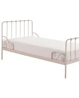 Klasické detské postele Kovová Posteľ Alice Ružová 90x200 Cm