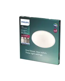 Stropné svietidlá Philips Philips Superslim LED IP44 2 700 K Ø 24,5 cm biela
