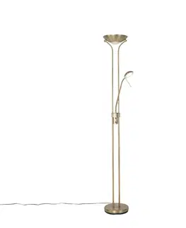Stojace lampy Moderná stojaca lampa bronzová s lampou na čítanie vrátane LED stmievateľnej - Diva