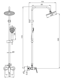 Sprchy a sprchové panely DEANTE - Boro čierna - Sprchový stĺp, 3 - funkčná - so zmiešavacou batériou NER_N1RK