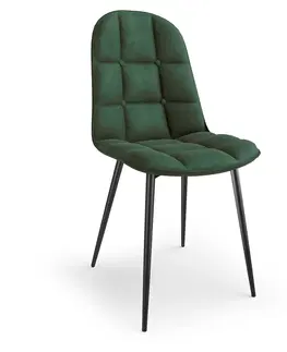 Jedálenské stoličky HALMAR K417 jedálenská stolička tmavozelená (Velvet) / čierna