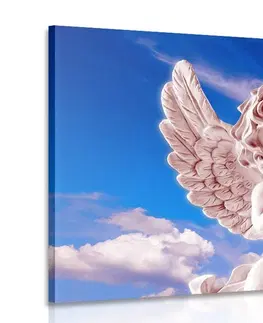 Obrazy anjelov Obraz ružový starostlivý anjelik na nebi