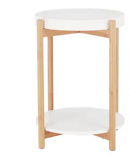 Konferenčné stolíky Príručný stolík, biela/prírodná, KABRA