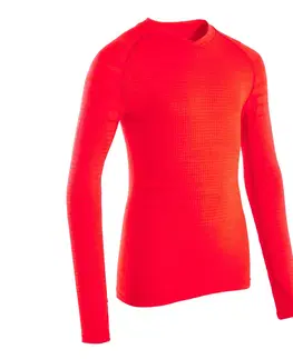 ragby Detské spodné tričko na futbal Keepdry 500 s dlhými rukávmi oranžové
