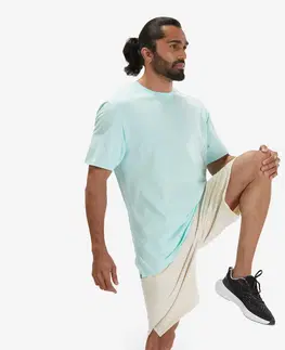 fitnes Pánske tričko na cvičenie 500 pastelovo mätové
