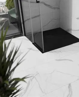 Vane MEXEN/S - Stone+ štvorcová sprchová vanička 100 x 100, čierna, mriežka čierna 44701010-B